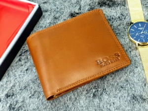 Ví Da Bò Pullup Boss Nâu Ngang