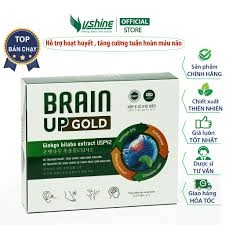 Viên uống Brain Up gold Vshine - hỗ trợ hoạt huyết dưỡng não - Hộp 6 vỉ x 10 viên-MKPMC