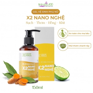                           Dung dịch vệ sinh phụ nữ Giảm Ngứa Gel X2 Nano Nghệ Cỏ Cây Hoa Lá 150ml                      