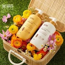 Combo Dầu Gội Xả Thảo Dược Hữu Cơ Gừng Dừa Cỏ Cây Hoa Lá 650g Sạch Gàu Ngứa