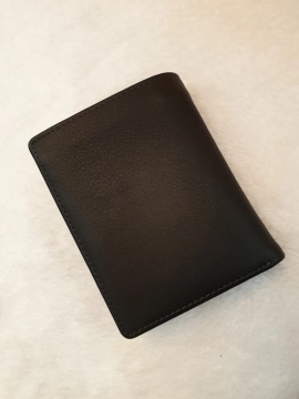 Ví Da Bò Nappa 2 Đen Đứng