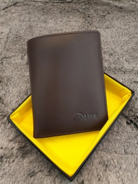 Ví Da Bò Nappa 2 Lux Nâu Đứng