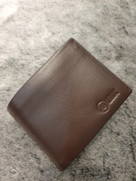 Ví Da Bò Nappa 2 Lux Ngang Nâu