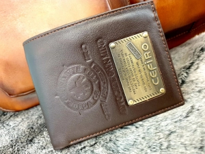 Ví Da Bò Nappa 2 Cefiro Nâu Đứng