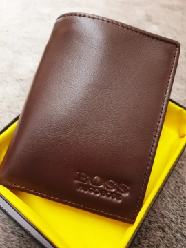 Ví Da Bò Nappa 2 Nâu Boss