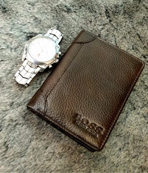 Ví Da Bò Sáp Đứng Boss