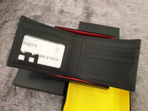 Ví Da Bò Nappa 2 Đen Ngang