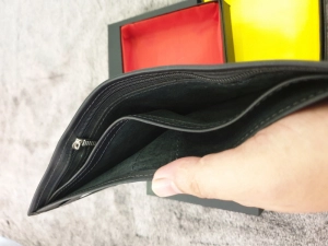 Ví Da Bò Nappa 2 Đen Ngang