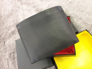 Ví Da Bò Nappa 2 Đen Ngang