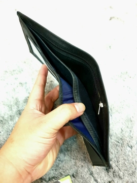 Ví Da Bò Nappa S Ngang Đen