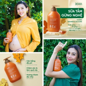 Sữa Tắm Thảo Dược Hữu Cơ Gừng Nghệ Cỏ Cây Hoa Lá - Làm Sạch Sâu, Mờ Thâm Mụn 500gr
