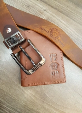 Dây nịt da bò sáp kim - VERSACE