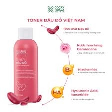 Combo Mặt Nạ Tẩy Tế Bào Chết 2in1, Sữa Rửa Mặt, Toner Đậu Đỏ Hữu Cơ CỎ CÂY HOA LÁ VIỆT NAM