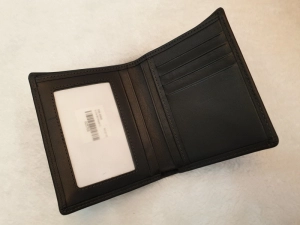 Ví Da Bò Nappa 2 Đen Đứng