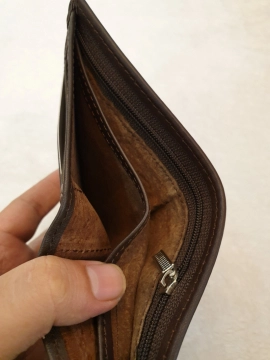 Ví Da Bò Nappa 2 Nâu Đứng