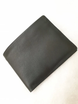 Ví Da Bò Nappa 4 Đen Ngang