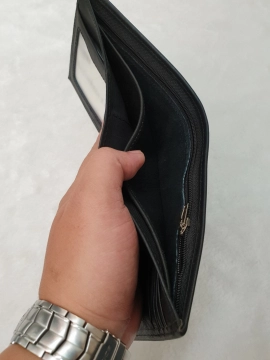 Ví Da Bò Nappa 4 Đen Ngang