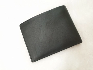 Ví Da Bò Nappa 4 Đen Ngang