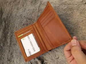 Ví Da Bò Nappa 2 Đứng Nâu Da Bò