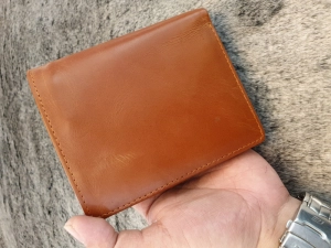 Ví Da Bò Nappa 2 Đứng Nâu Da Bò