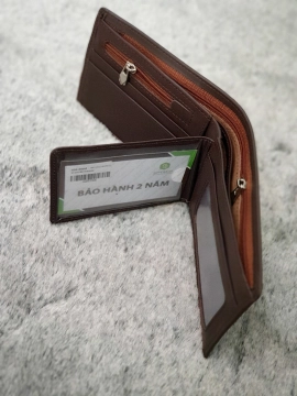 Ví Da BÒ Nappa 2 Boss Ngang Nâu