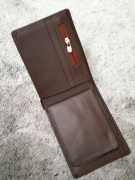 Ví Da BÒ Nappa 2 Boss Ngang Nâu