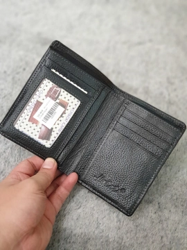 Ví Da Bò Nappa 1 Đen Đứng