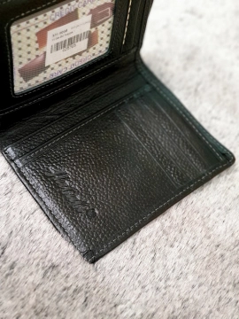 Ví Da Bò Nappa 1 Đen Đứng