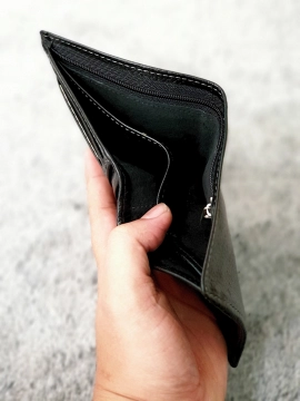 Ví Da Bò Nappa 1 Đen Đứng