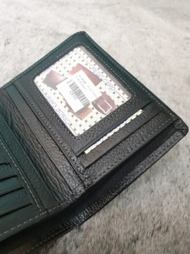 Ví Da Bò Nappa 1 Đen Đứng