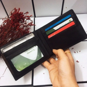 Ví Da Bò Kẹp Viền Ngang