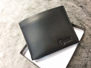 Ví Da Bò Nappa 2 Đen Ngang