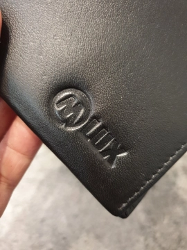 Ví Da Bò Nappa 2 Đen Ngang