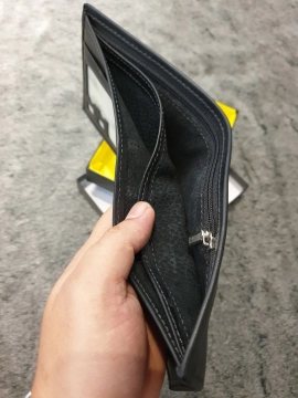 Ví Da Bò Nappa 2 Đen Ngang