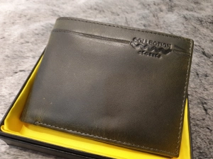 Ví Da Bò Kẹp Viền Đứng