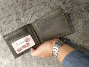 Ví Da Bò Kẹp Viền Đứng