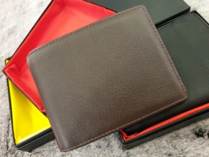 Ví Da Bò Nappa 5 Ngang Nâu Sẫm