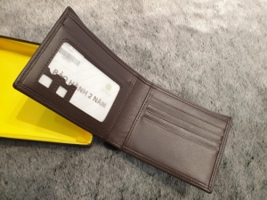 Ví Da Bò Nappa 2 Lux Ngang Nâu