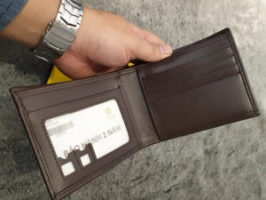 Ví Da Bò Nappa 2 Lux Ngang Nâu