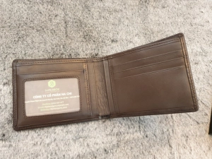 Ví Da Bò Nappa 2 Lux Ngang Nâu