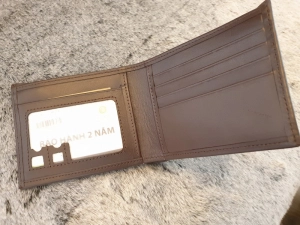 Ví Da Bò Nappa 2 Nâu Ngang