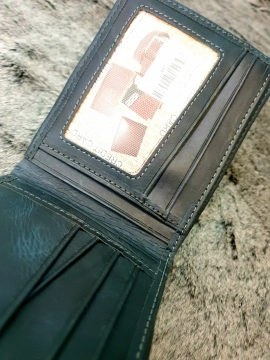 Ví Da Bò Kẹp Viền Đứng