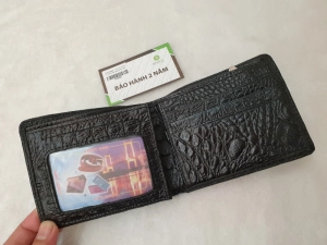 Ví Da Bò Dập Vân Cá Sấu Lá