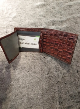 Ví Da Bò Dập Vân Cá Sấu Lá