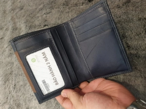 Ví Da Bò Kẹp Viền Đứng