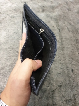 Ví Da Bò Kẹp Viền Đứng