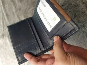 Ví Da Bò Kẹp Viền Đứng