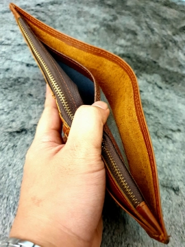 Ví Da Bò Pullup Boss Nâu Ngang