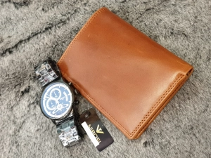 Ví Da Bò Pullup Nâu Đứng