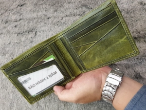 Ví Da Bò Kẹp Viền Đứng